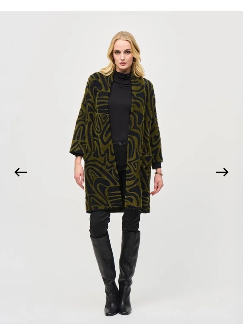 Joseph Ribkoff Black Iguana Jacquard Cover Up Jacket S/P